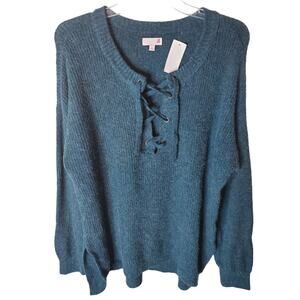 So Knit Tunic Length Dark Teal Sweater, NWT, Large